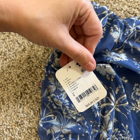 NWT Free People Intimately Under It All Printed Bodysuit Bluebell Combo Blue S - Picture 7 of 11